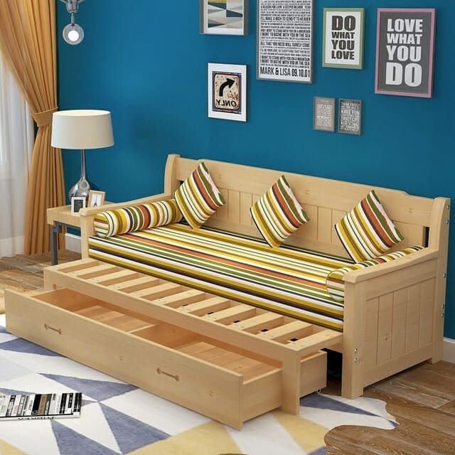 Ghế gỗ kéo ra thành giường 
