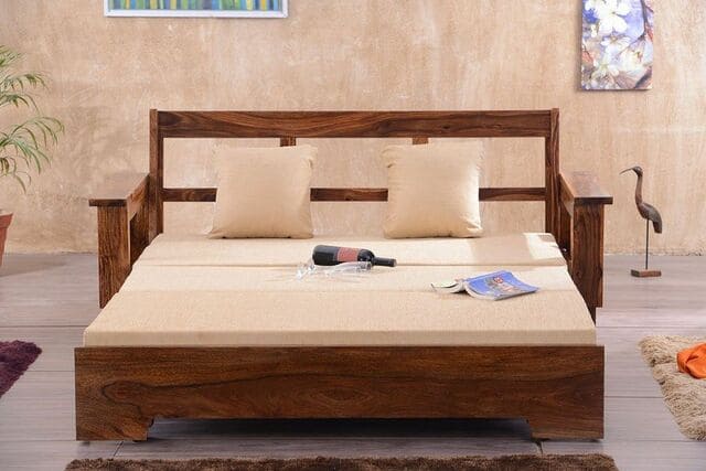 ghế gỗ kiêm giường ngủ bằng gỗ