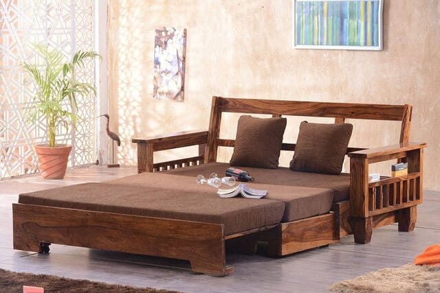 ghế gỗ kiêm giường ngủ bằng gỗ 